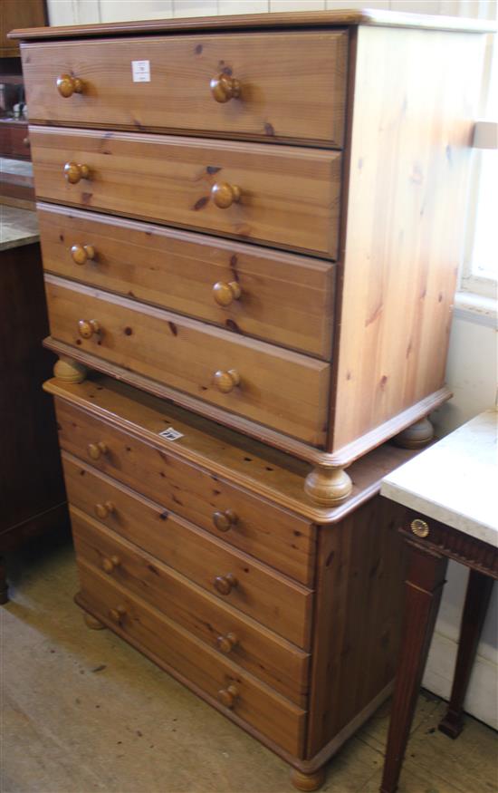 Pair pine 4 drawer chests(-)